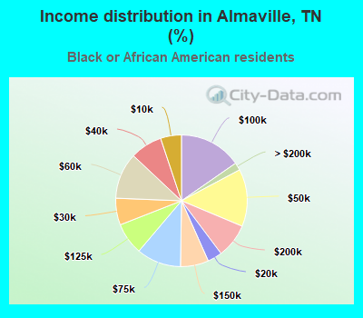 Income distribution in Almaville, TN (%)