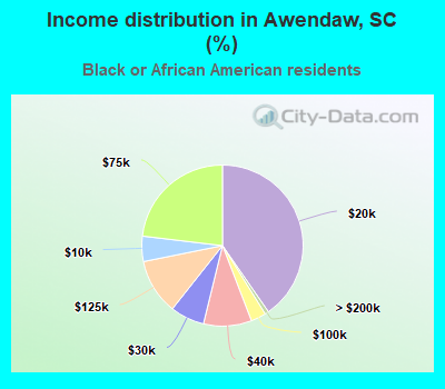 Income distribution in Awendaw, SC (%)