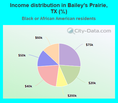 Income distribution in Bailey's Prairie, TX (%)