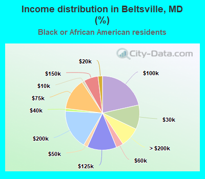 Income distribution in Beltsville, MD (%)