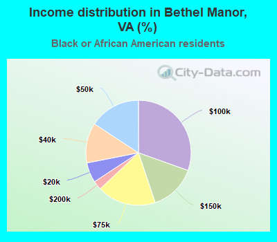 Income distribution in Bethel Manor, VA (%)