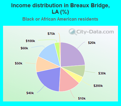 Income distribution in Breaux Bridge, LA (%)