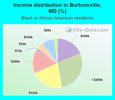 Income distribution in Burtonsville, MD (%)