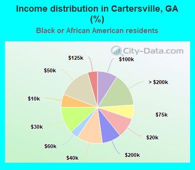 Income distribution in Cartersville, GA (%)