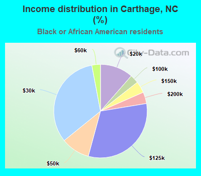 Income distribution in Carthage, NC (%)