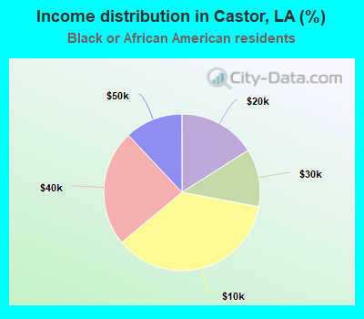 Income distribution in Castor, LA (%)