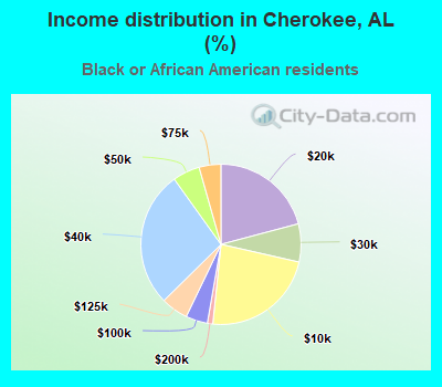 Income distribution in Cherokee, AL (%)