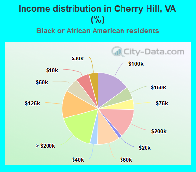 Income distribution in Cherry Hill, VA (%)