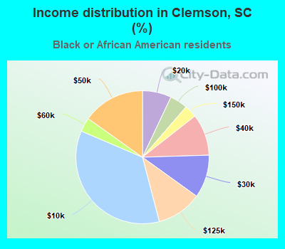 Income distribution in Clemson, SC (%)