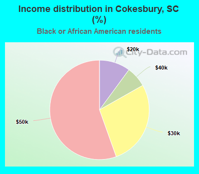 Income distribution in Cokesbury, SC (%)