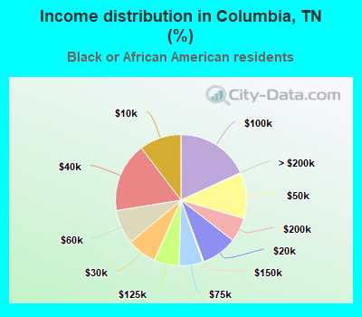 Income distribution in Columbia, TN (%)