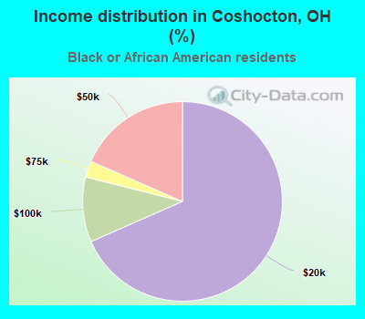 Income distribution in Coshocton, OH (%)