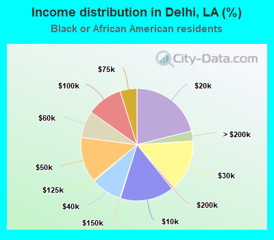 Income distribution in Delhi, LA (%)