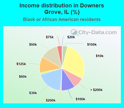 Income distribution in Downers Grove, IL (%)