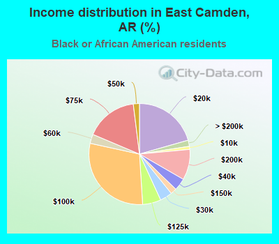 Income distribution in East Camden, AR (%)