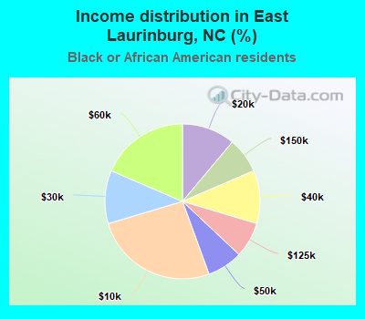 Income distribution in East Laurinburg, NC (%)