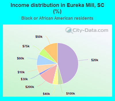 Income distribution in Eureka Mill, SC (%)