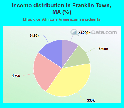 Income distribution in Franklin Town, MA (%)