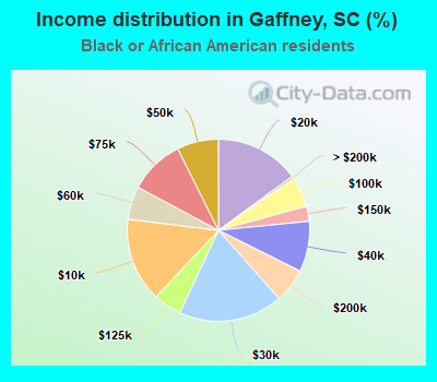 Income distribution in Gaffney, SC (%)