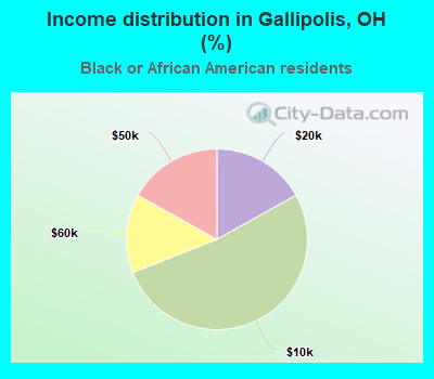 Income distribution in Gallipolis, OH (%)