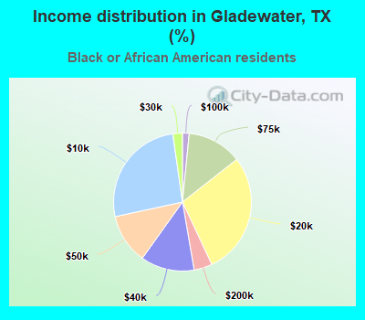 Income distribution in Gladewater, TX (%)