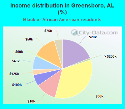 Income distribution in Greensboro, AL (%)