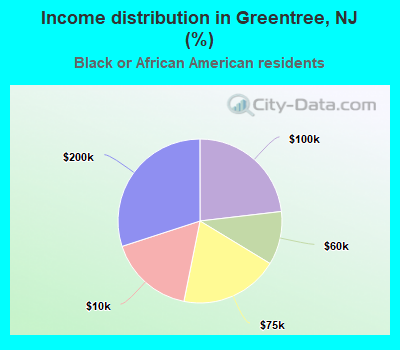 Income distribution in Greentree, NJ (%)