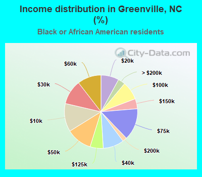 Income distribution in Greenville, NC (%)