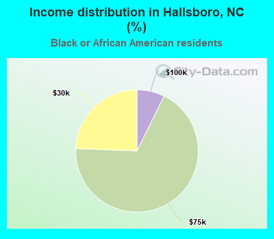 Income distribution in Hallsboro, NC (%)