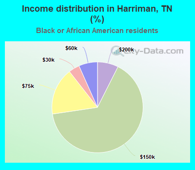 Income distribution in Harriman, TN (%)
