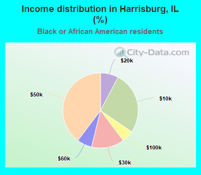 Income distribution in Harrisburg, IL (%)