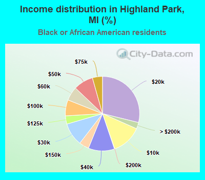 Income distribution in Highland Park, MI (%)