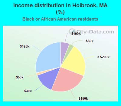 Income distribution in Holbrook, MA (%)