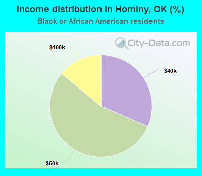 Income distribution in Hominy, OK (%)