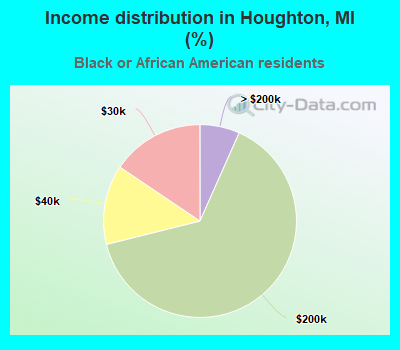 Income distribution in Houghton, MI (%)