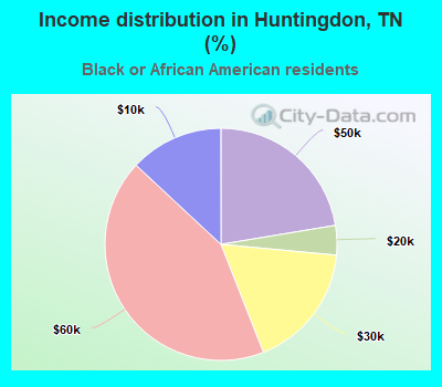 Income distribution in Huntingdon, TN (%)