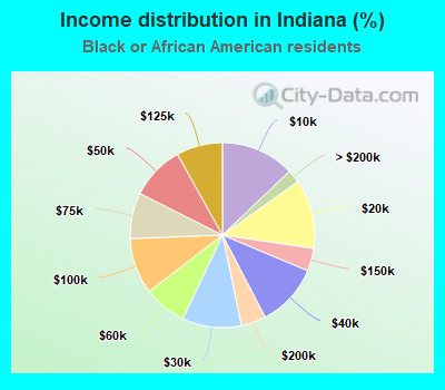 Income distribution in Indiana (%)