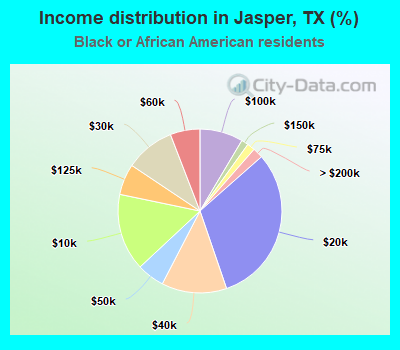 Income distribution in Jasper, TX (%)