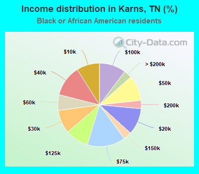 Income distribution in Karns, TN (%)
