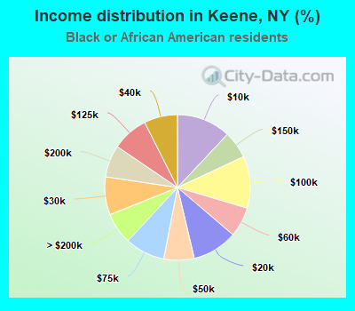 Income distribution in Keene, NY (%)