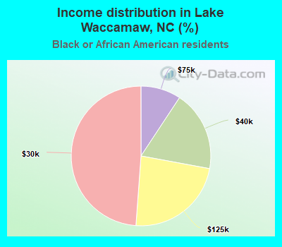 Income distribution in Lake Waccamaw, NC (%)