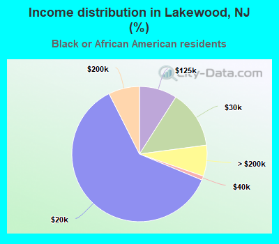 Income distribution in Lakewood, NJ (%)