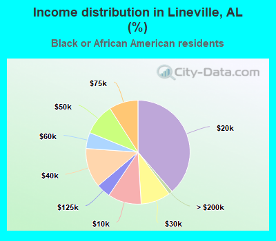 Income distribution in Lineville, AL (%)