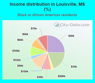 Income distribution in Louisville, MS (%)