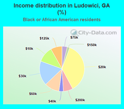 Income distribution in Ludowici, GA (%)