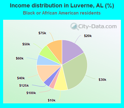 Income distribution in Luverne, AL (%)