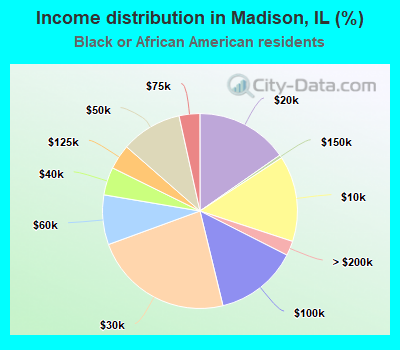 Income distribution in Madison, IL (%)