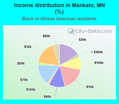 Income distribution in Mankato, MN (%)
