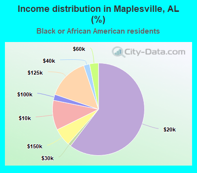 Income distribution in Maplesville, AL (%)