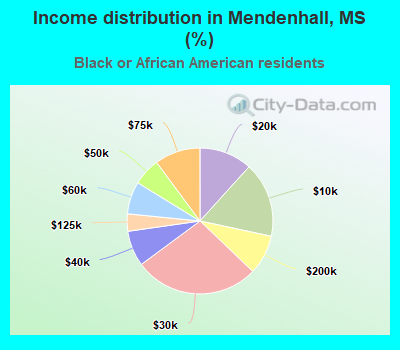Income distribution in Mendenhall, MS (%)